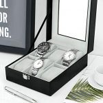 Leather Case Watch Box Wooden Storage Organizer