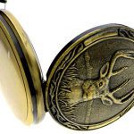 Quartz Pocket Watch with Chains Retro Deer Half Hunter