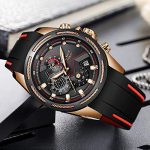 Waterproof Quartz Watch: Fashionable Black Gold Military Design with Multi-Functionality