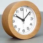 Round Wooden Alarm Clock with Arabic Numerals