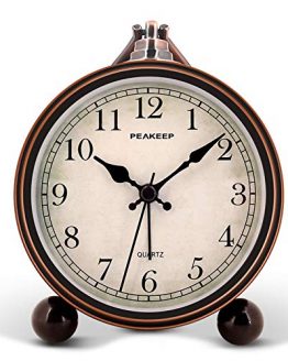 Peakeep 4" Battery Operated Antique Retro Analog Alarm Clock