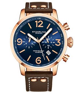 Stuhrling Original Mens Brown Leather Dress Watch