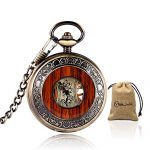 Vintage Bronze Wooden Mechanical Pocket Watch