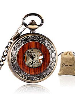 Vintage Bronze Wooden Mechanical Pocket Watch