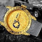 Dragon Watches for Men 3D Engraved Big Face Gold Watches
