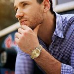 BUREI Mens Luxury Automatic Watch Dress Gold Self-Winding