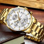 CRRJU Mens Watches Fashion Business 3-Sub Dial Full Steel