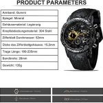 Chronograph Black Big Face Waterproof Date Analog Quartz Watch 3D Dragon