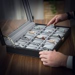 24 Watch Box Large Watch Case Glass Top Black
