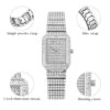 Silver Square Dial Diamond Wrist Watch