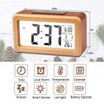 Large LCD Digital Alarm Clock Wooden