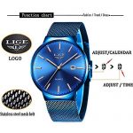 LIGE Mens Watches Fashion Sports Waterproof Stainless Steel