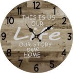 Round Wall Clock Rustic Decoration Retro Design Quartz