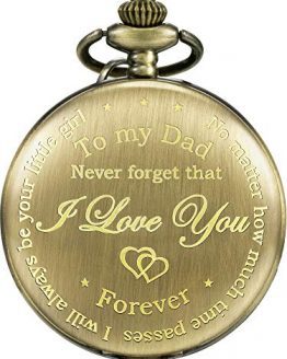 Hicarer Dad Present from Daughter to Father Engraved Pocket Watch