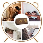 JCHORNOR Wood Digital Alarm Clock, Led Time Display Wooden
