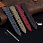 Leather Watch Strap with Silver Stainless Steel Buckle 20mm