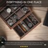 Slot Watch Box with Drawer Brown Leather