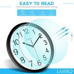 LAMIKO 2 Packs Non-Ticking Silent Wall Clocks Battery Operated