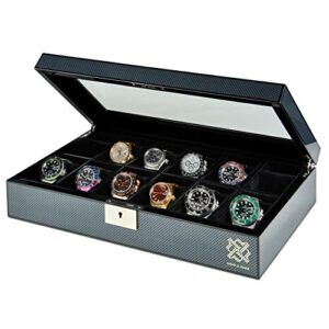 12 Slot Watch Box Organizer with Lock Display Case