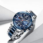 Mens Chronograph Business Watch - Stylish Stainless Steel Waterproof Timepiece with Auto Date Function
