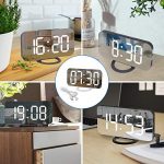 WulaWindy Digital Alarm Clock, Large Mirrored LED Display