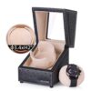 Single Watch Winder Flexible Plush Pillow, in Wood Shell and Black Leather