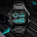 Men’ s Watch Black Classic Square Multifunction Digital Sport