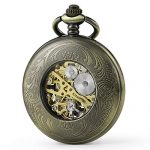 SEWOR Retro Delicate Gear Type Pocket Watch with Two Chains Leather