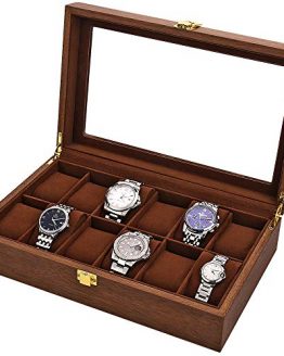 LOSKORIN Watch Box, Executive 12 Slots Watch Case with Valet
