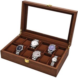 LOSKORIN Watch Box, Executive 12 Slots Watch Case with Valet