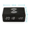 Smart Wooden Alarm Clock with Qi Wireless Charging – LED Display, Voice Control
