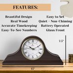 Mantel Clock, Wooden Mantle Clock for Living Room Décor