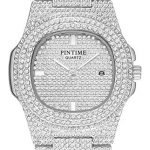 Crystal Watch Bling Iced-Out Watch Oblong Silver/Gold