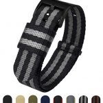24mm Black Grey NATO Style Watch Strap - Black Buckle