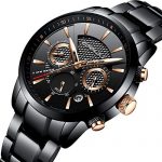 Waterproof Chronograph Wrist Watch Black Strap Sport