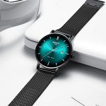 Ultra Thin Wrist Watch Black Green Dress