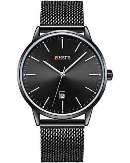 PHSTE Mens Watches 7.2mm Slim Simple Analog Quartz Date