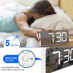 Digital Alarm Clock Large Mirrored LED Display Snooze Function Workday Alarm Dimming Mode Beside Clock for Bedroom Decor