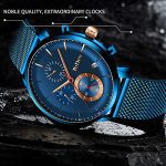 Watch Waterproof Business Dress Date Blue Mesh