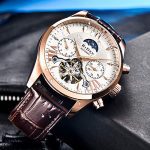 Men's Watch Luxury Mechanical Moon Phrase Skeleton