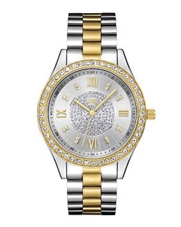 Two Tone Gold Silver Watch with Pave Diamond Face