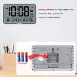 WallarGe Digital Wall Clock with Temperature, Humidity, AutoSet & 8 Time Zones – Large Display Gray