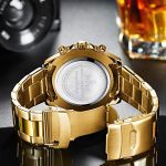 Mens Watches Chronograph Black Gold Stainless Steel Waterproof