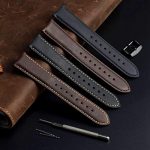 WOCCI 22mm Watch Bands, Black Vintage Leather