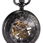 Skeleton Mechanical Copper Fob Retro Pocket Watch