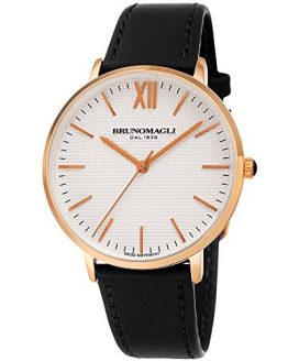 Bruno Magli White Dial with Italian Leather Strap Watch