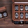 Leather Watch Box with Valet Drawer