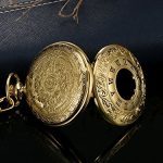Timeless Elegance: Hicarer Vintage Pocket Watch with Gold Chain – Men’s Steel Timepiece