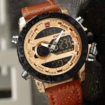 Tonnier Genuine Leather Band Analog Digital LED
