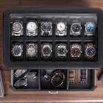 12 Slot Leather Watch Box with Valet Drawer